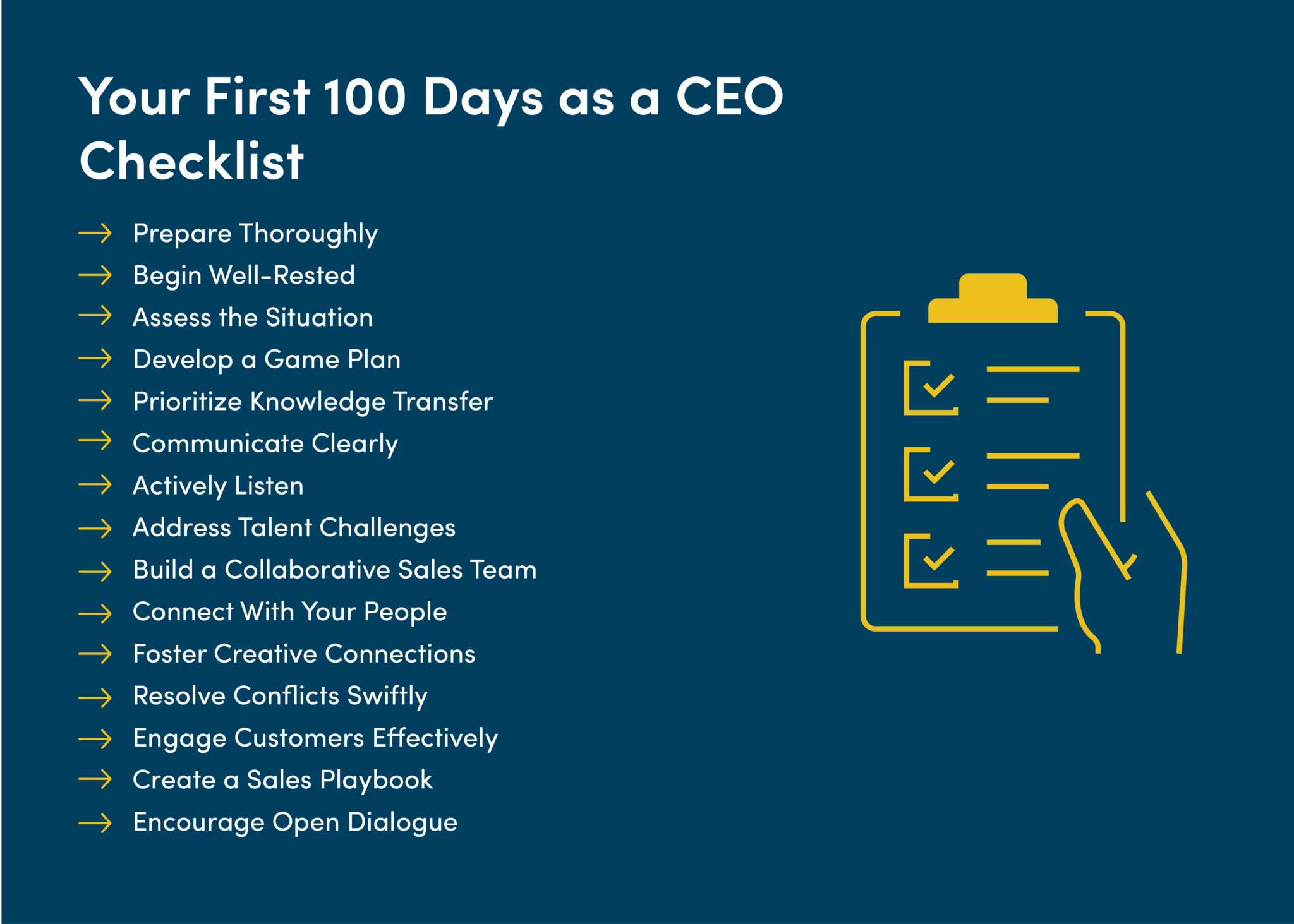 Your first 100 days as a CEO checklist